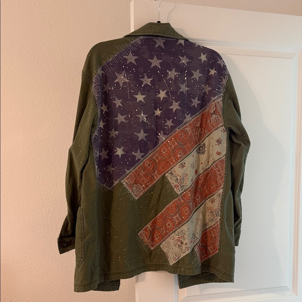 Free People Olive Utility Jacket with Patch Detail size XS - Picture 5 of 9